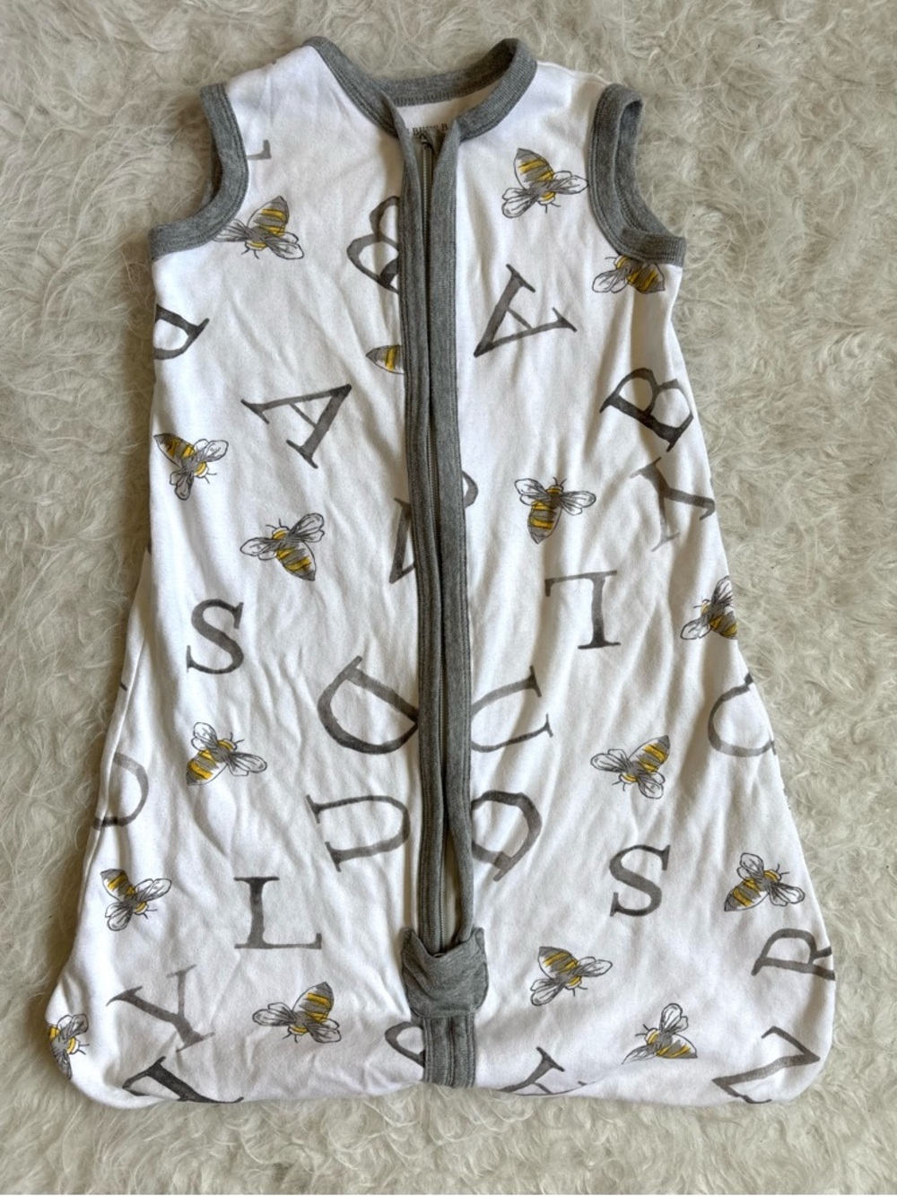 Burt's Bees Baby Gender Neutral White, Gray & Yellow Organic Cotton Sleep Sack